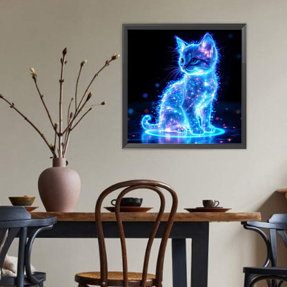 Geometry Particle Fluorescent Cat - Full Round Drill Diamond Painting 40*40CM