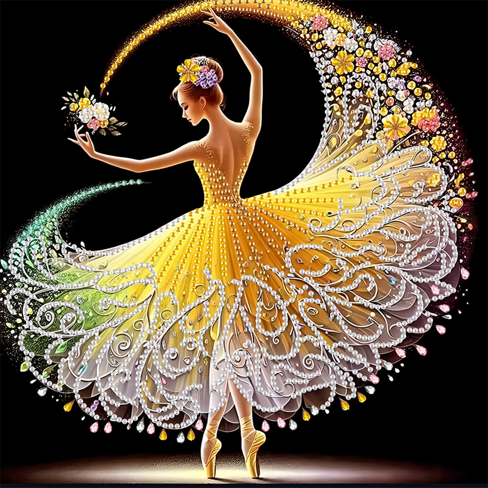 Dancing Girl With Beautiful Skirt - Special Shaped Drill Diamond Painting 30*30CM