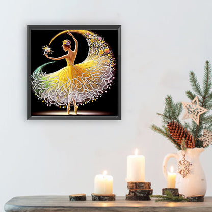 Dancing Girl With Beautiful Skirt - Special Shaped Drill Diamond Painting 30*30CM