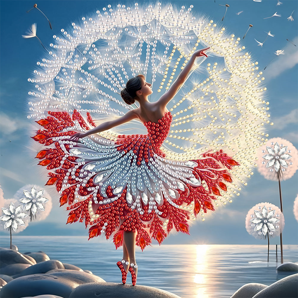 Dancing Girl With Beautiful Skirt - Special Shaped Drill Diamond Painting 30*30CM