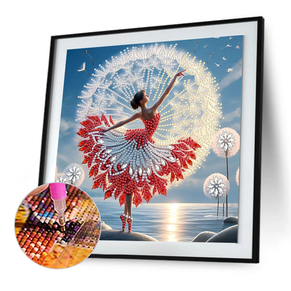 Dancing Girl With Beautiful Skirt - Special Shaped Drill Diamond Painting 30*30CM