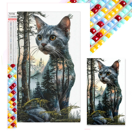 Kitten In The Deep Forest - Full Square Drill Diamond Painting 40*70CM