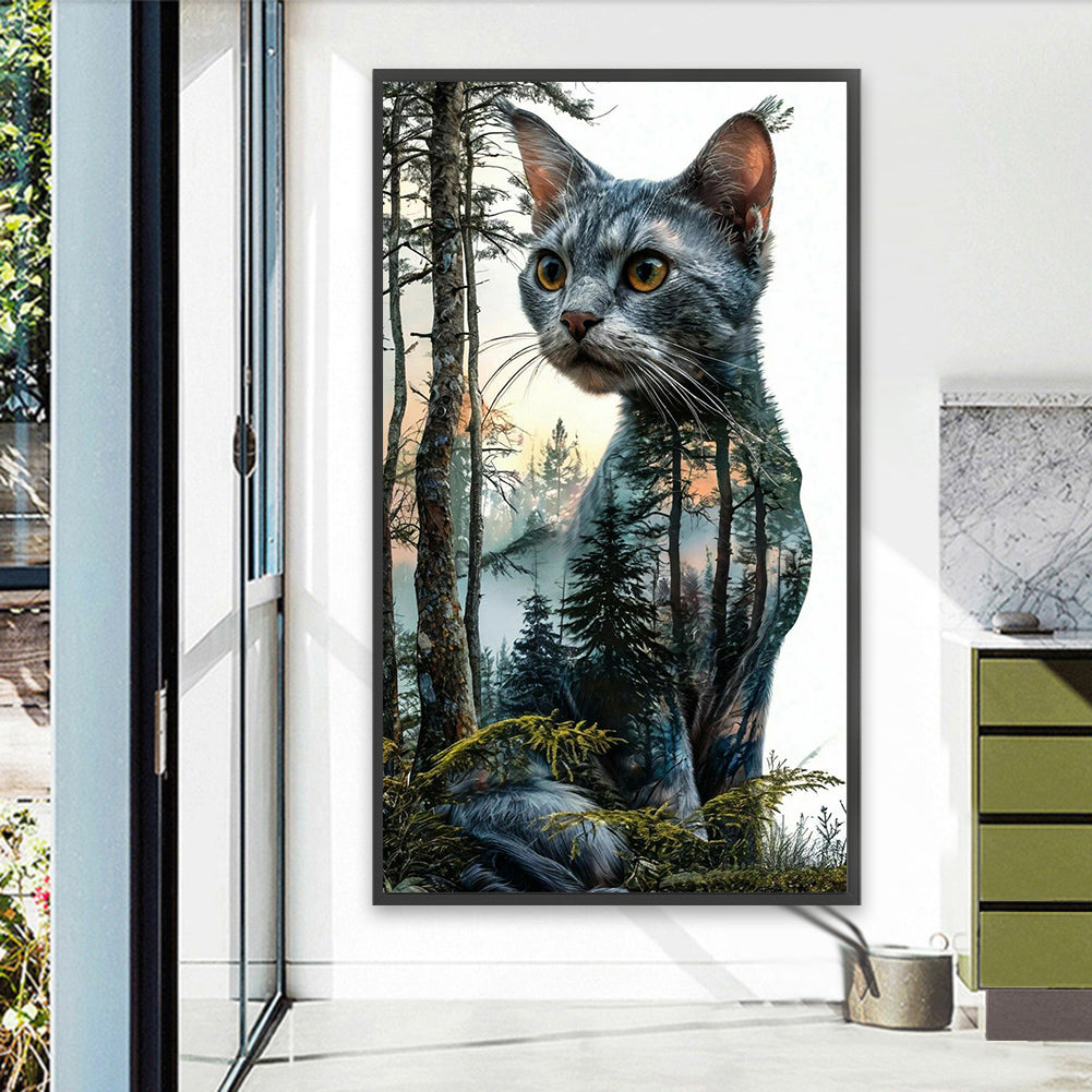 Kitten In The Deep Forest - Full Square Drill Diamond Painting 40*70CM