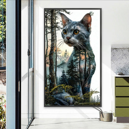 Kitten In The Deep Forest - Full Square Drill Diamond Painting 40*70CM