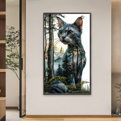 Kitten In The Deep Forest - Full Square Drill Diamond Painting 40*70CM