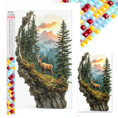 Elk In The Distant Mountain - Full Square Drill Diamond Painting 40*70CM