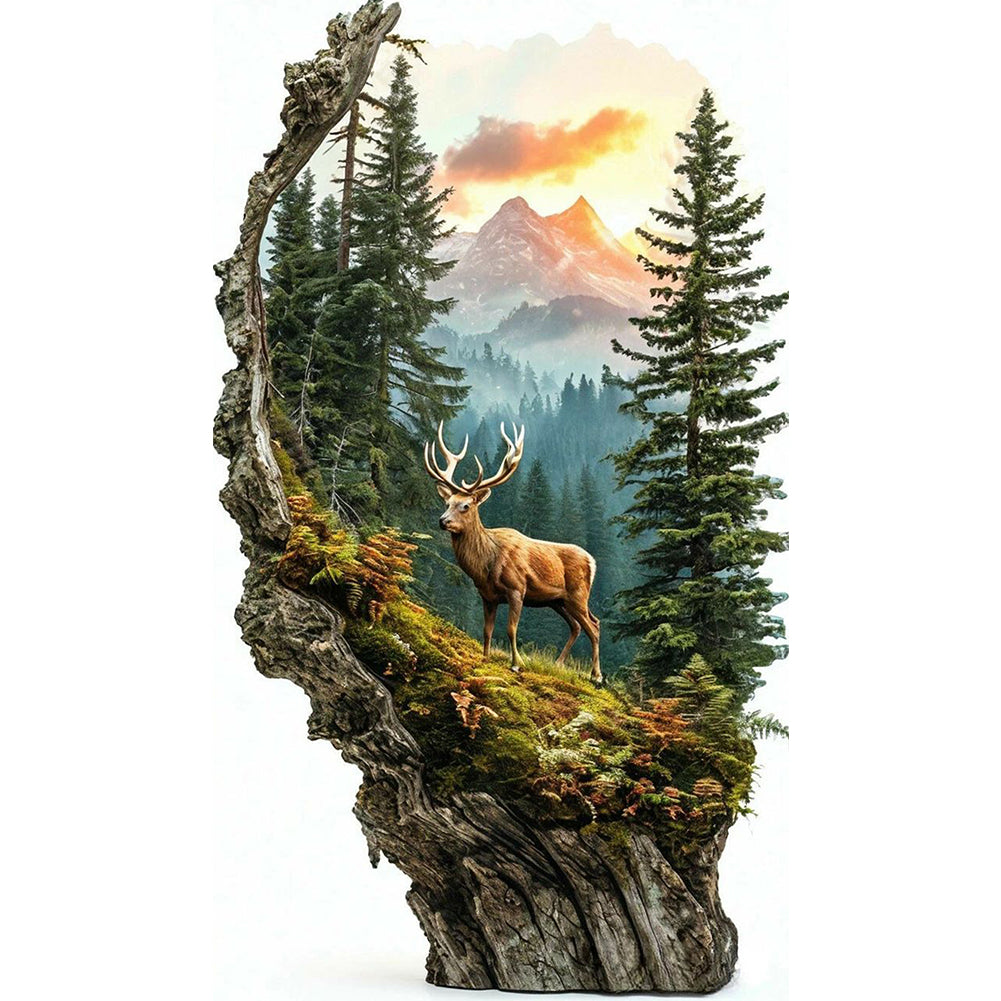 Elk In The Distant Mountain - Full Square Drill Diamond Painting 40*70CM