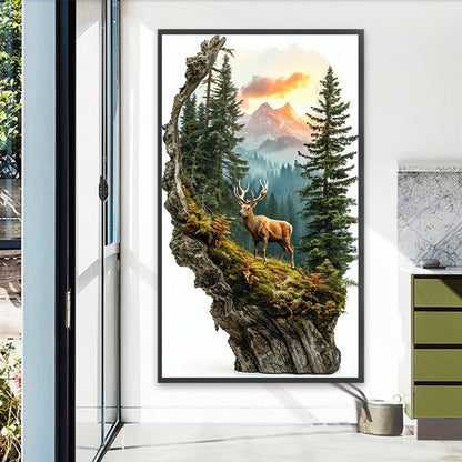 Elk In The Distant Mountain - Full Square Drill Diamond Painting 40*70CM