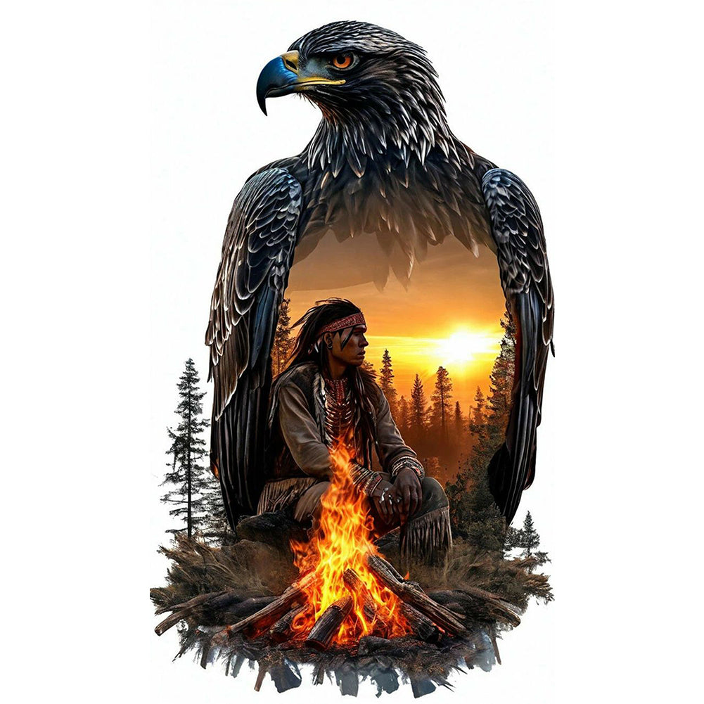 Eagle By The Bonfire - Full Square Drill Diamond Painting 40*70CM