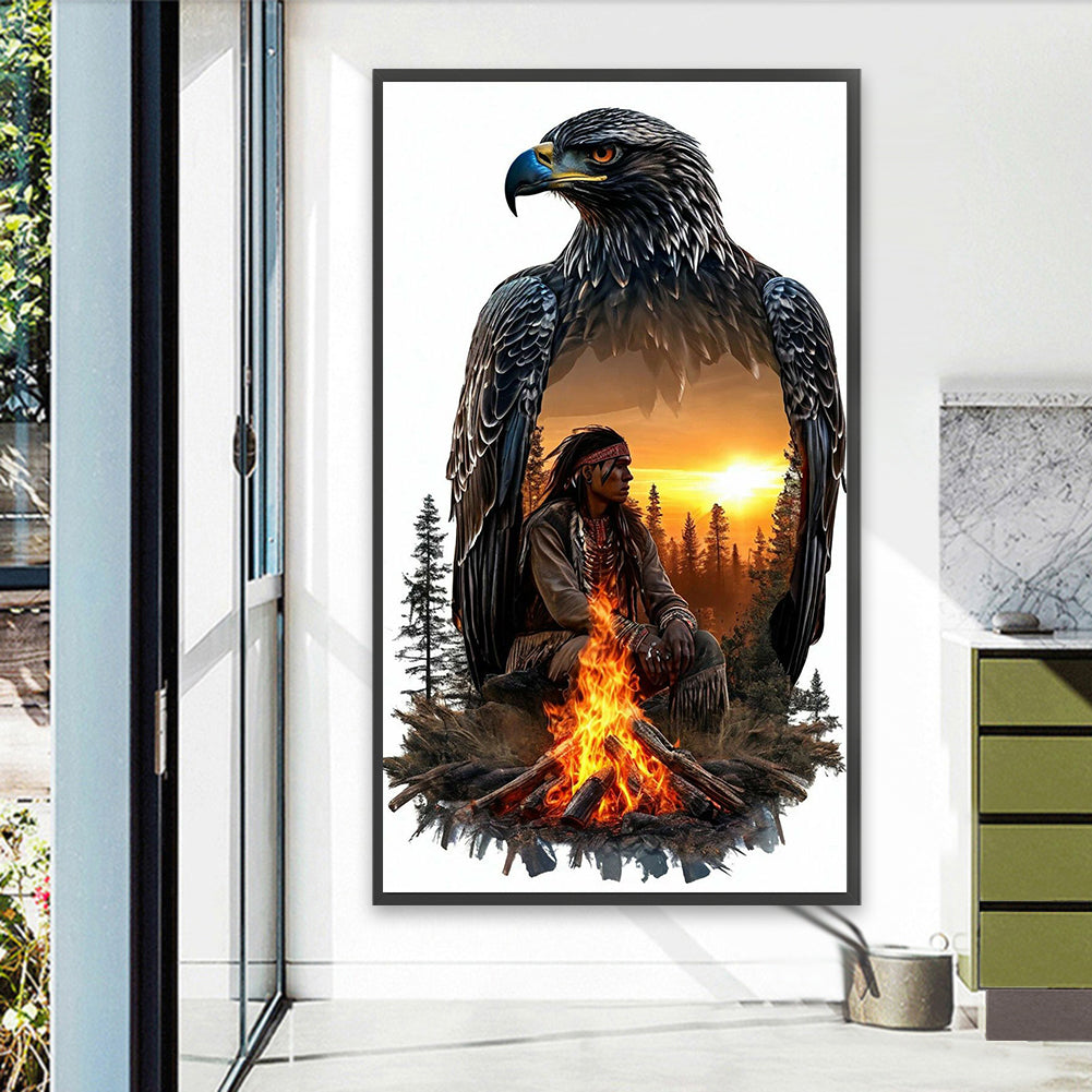 Eagle By The Bonfire - Full Square Drill Diamond Painting 40*70CM