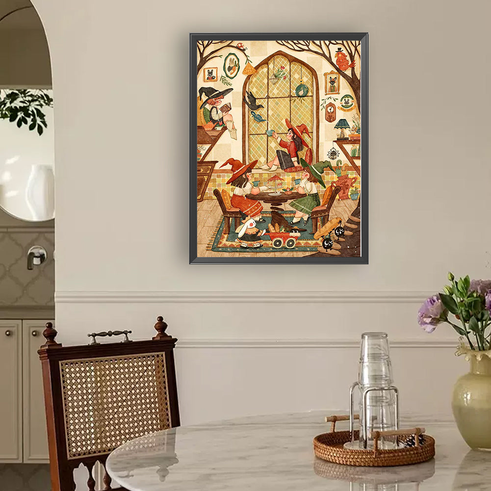 Witch Tea Time - Full Round Drill Diamond Painting 30*40CM