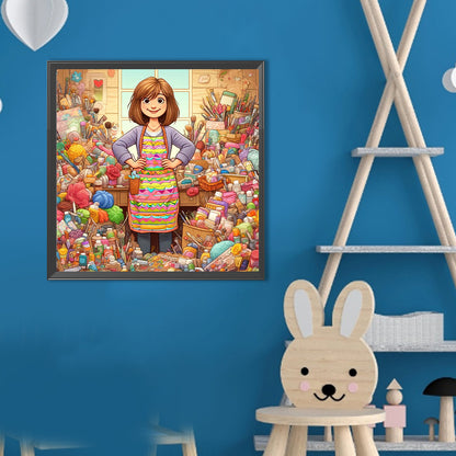 Artist Girl - Full Round Drill Diamond Painting 40*40CM