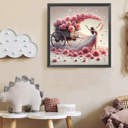 Girl With Roses - Full Round Drill Diamond Painting 40*40CM