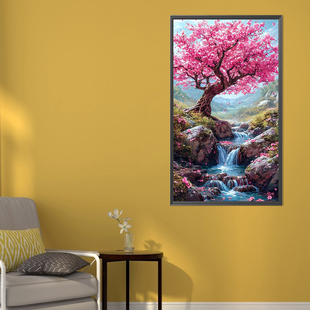 Pink Tree - Full AB Square Drill Diamond Painting 40*70CM