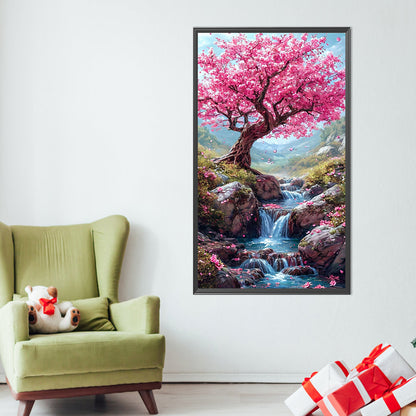 Pink Tree - Full AB Square Drill Diamond Painting 40*70CM