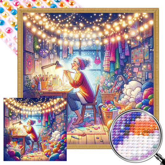 Cozy Handmade Lady - Full AB Round Drill Diamond Painting 40*40CM