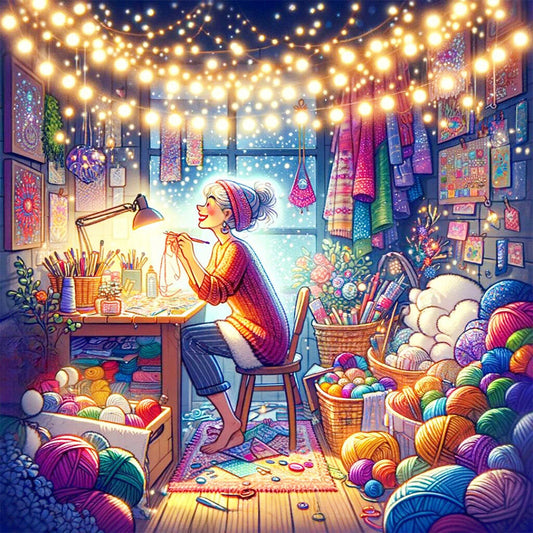 Cozy Handmade Lady - Full AB Round Drill Diamond Painting 40*40CM