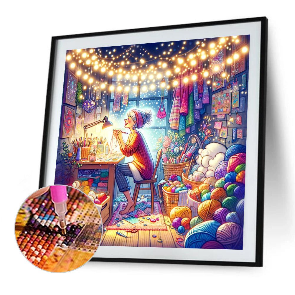 Cozy Handmade Lady - Full AB Round Drill Diamond Painting 40*40CM