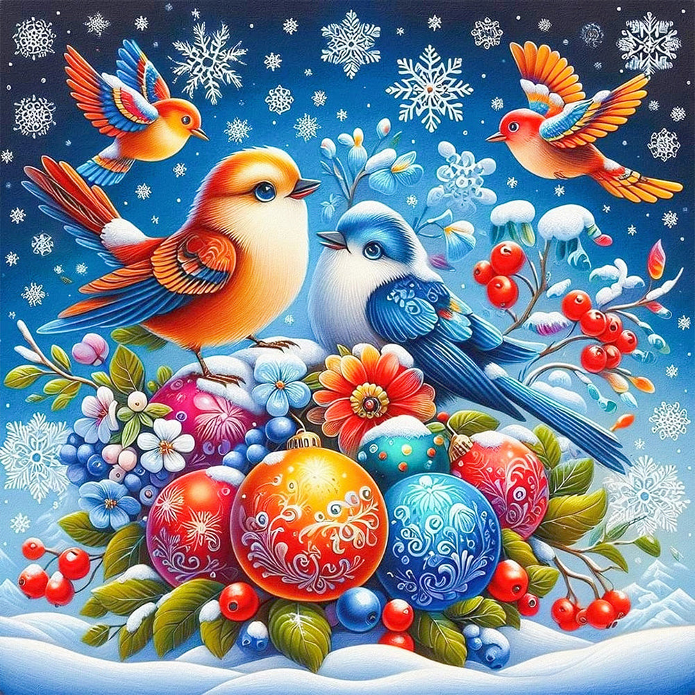 Bird On The Snow - Full AB Round Drill Diamond Painting 40*40CM