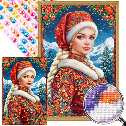 Ethnic Girl - Full AB Round Drill Diamond Painting 40*60CM