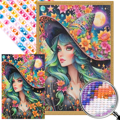 Witch Hat Girl - Full AB Round Drill Diamond Painting 40*60CM