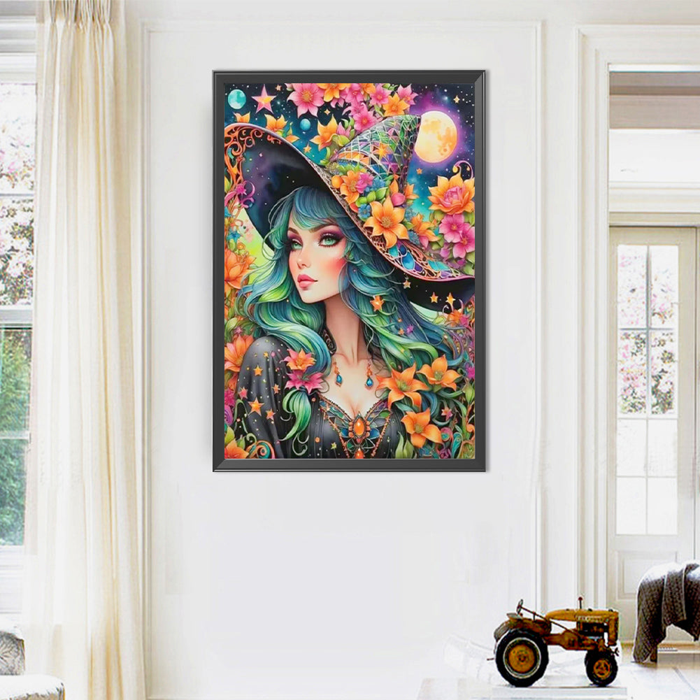 Witch Hat Girl - Full AB Round Drill Diamond Painting 40*60CM