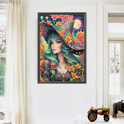 Witch Hat Girl - Full AB Round Drill Diamond Painting 40*60CM