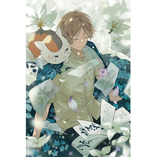 Natsume Cat Teacher And Book Of Friends - Full Round Drill Diamond Painting 40*60CM
