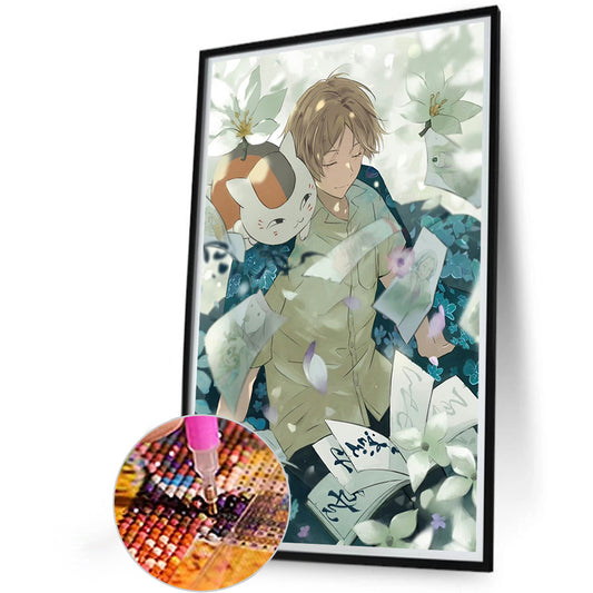 Natsume Cat Teacher And Book Of Friends - Full Round Drill Diamond Painting 40*60CM