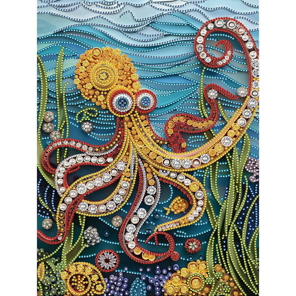 Sea Creatures Paper Quilling - Special Shaped Drill Diamond Painting 30*40CM