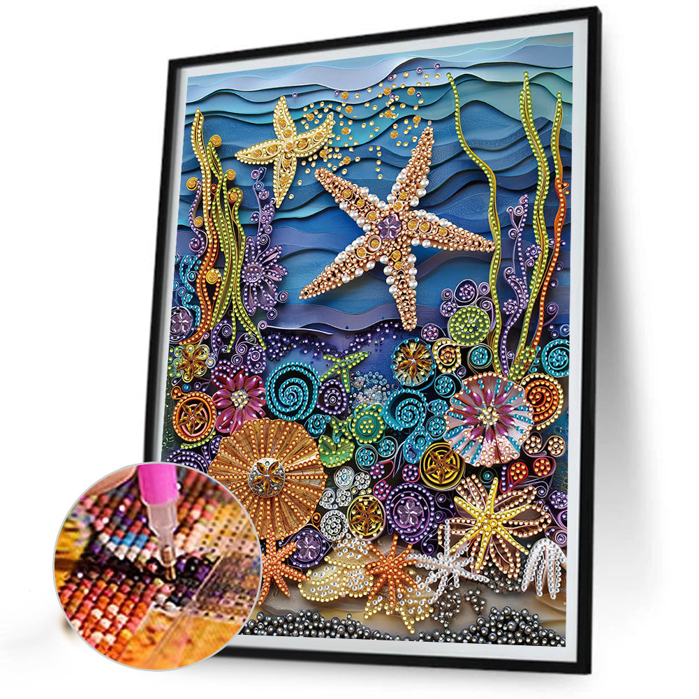 Sea Creatures Paper Quilling - Special Shaped Drill Diamond Painting 30*40CM