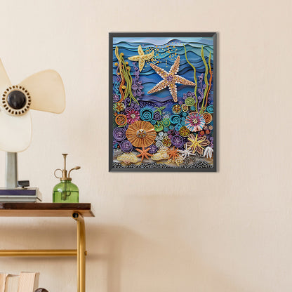 Sea Creatures Paper Quilling - Special Shaped Drill Diamond Painting 30*40CM