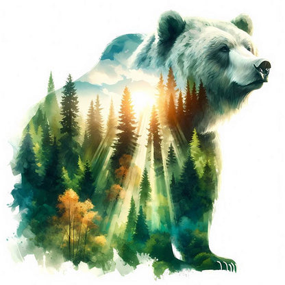 Forest Bear - Full Round Drill Diamond Painting 30*30CM