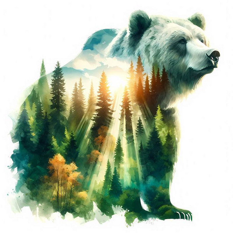 Forest Bear - Full Round Drill Diamond Painting 30*30CM