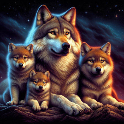 Wolf Family - Full Round Drill Diamond Painting 40*40CM