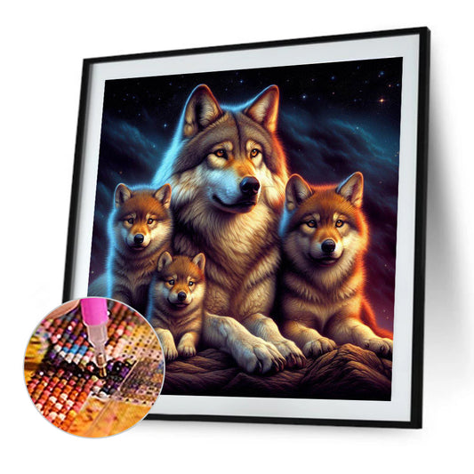 Wolf Family - Full Round Drill Diamond Painting 40*40CM