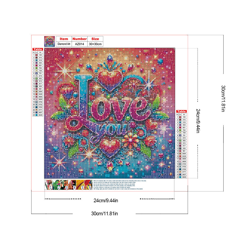 Colorful Abstract Art Love - Full Round Drill Diamond Painting 30*30CM