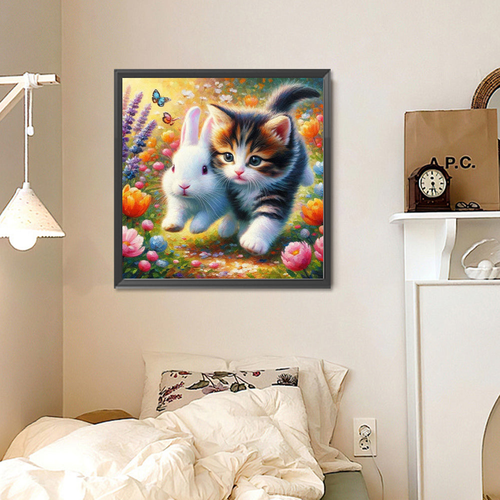 Kittens And Bunnies - Full Round Drill Diamond Painting 30*30CM