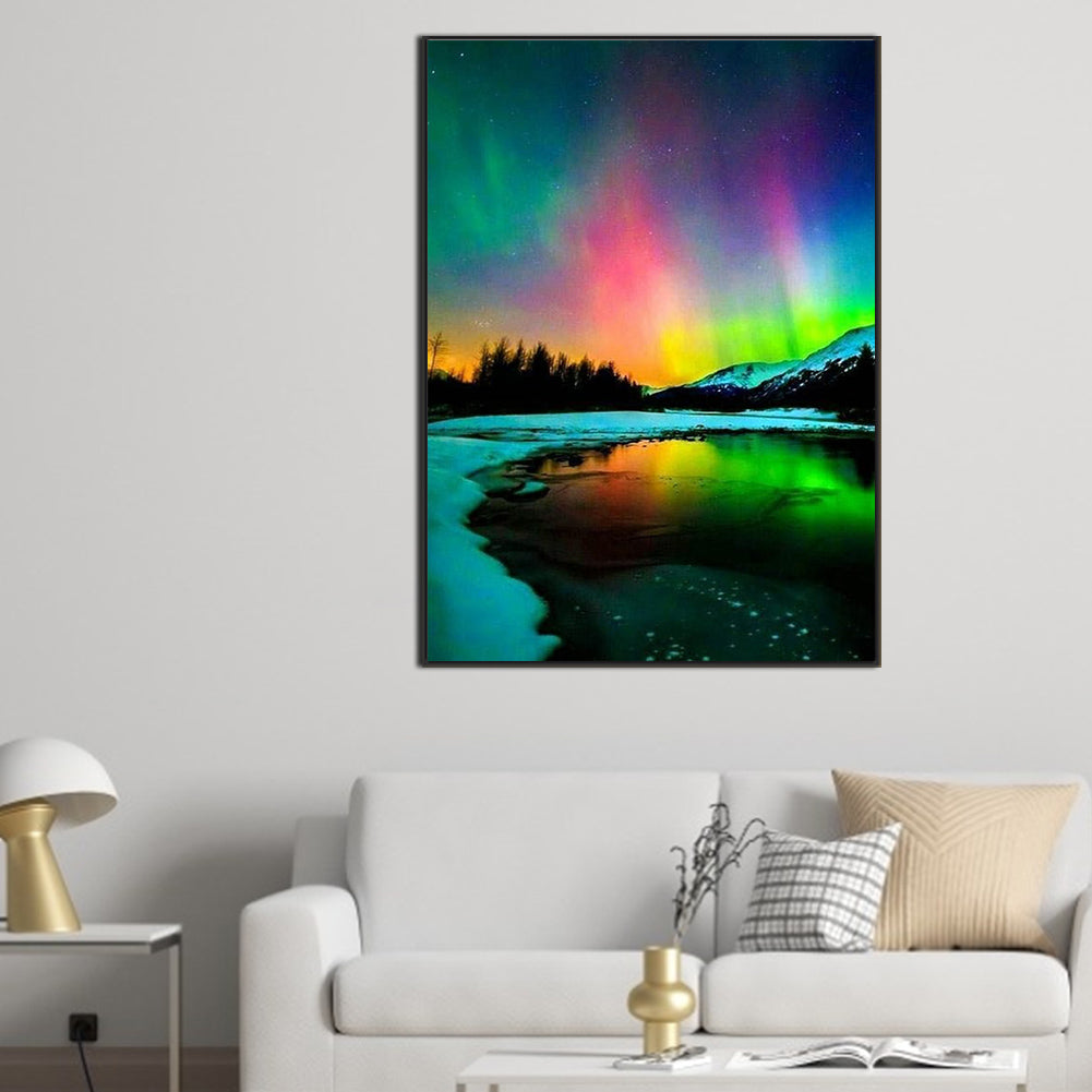 Aurora In The Dark Night - Full Square Drill Diamond Painting 50*70CM