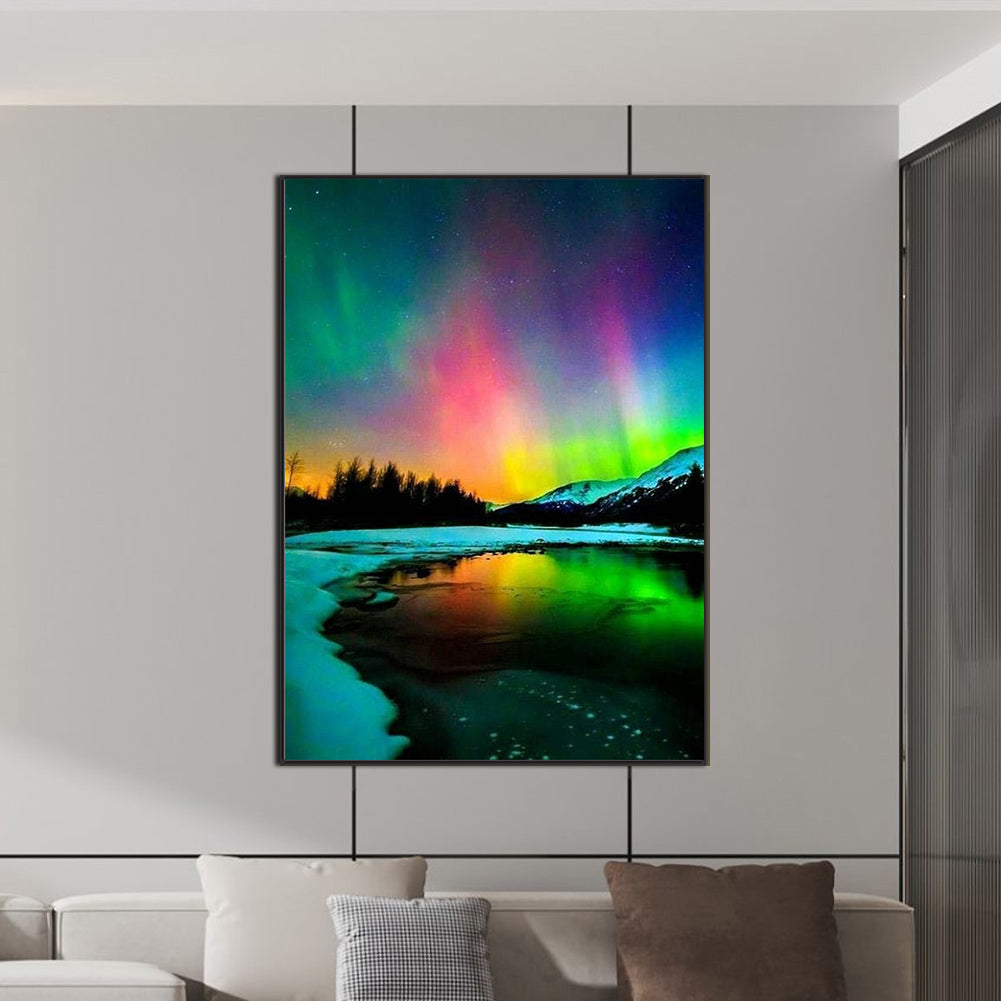 Aurora In The Dark Night - Full Square Drill Diamond Painting 50*70CM
