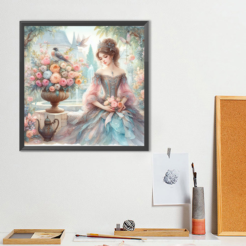 Rococo Girl And Flowers - Full Round Drill Diamond Painting 40*40CM