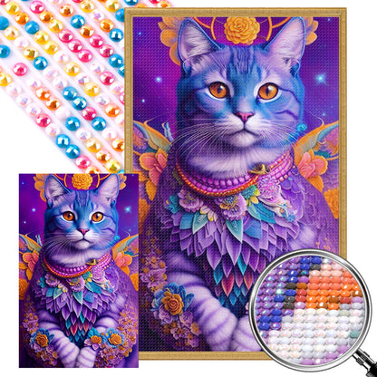 Purple Cat - Full AB Round Drill Diamond Painting 40*65CM