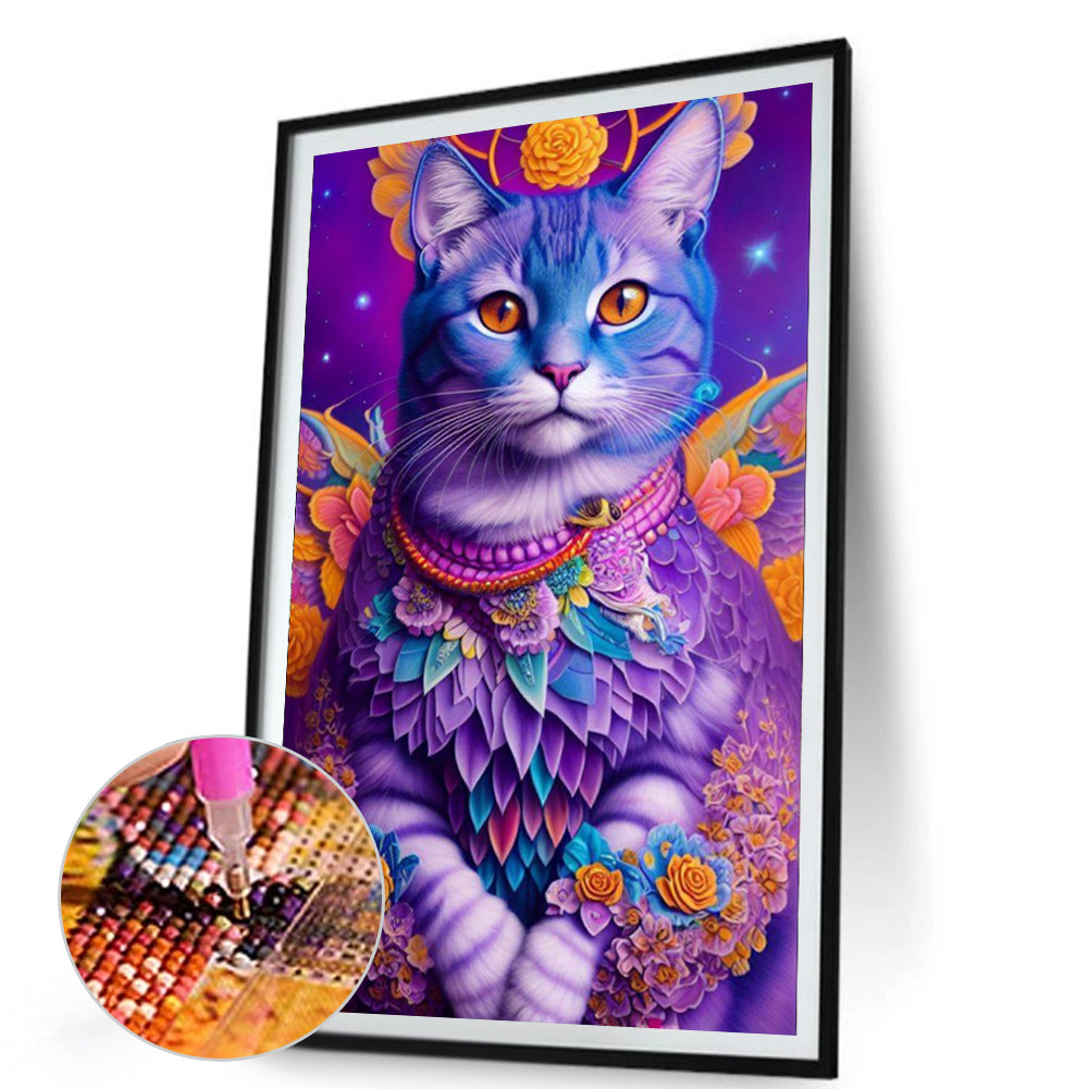Purple Cat - Full AB Round Drill Diamond Painting 40*65CM