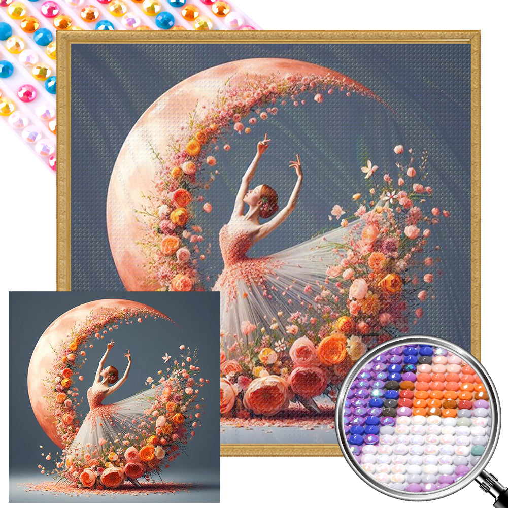 Dancing Girl In A Flower Skirt - Full AB Round Drill Diamond Painting 40*40CM