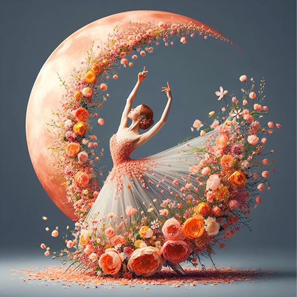 Dancing Girl In A Flower Skirt - Full AB Round Drill Diamond Painting 40*40CM
