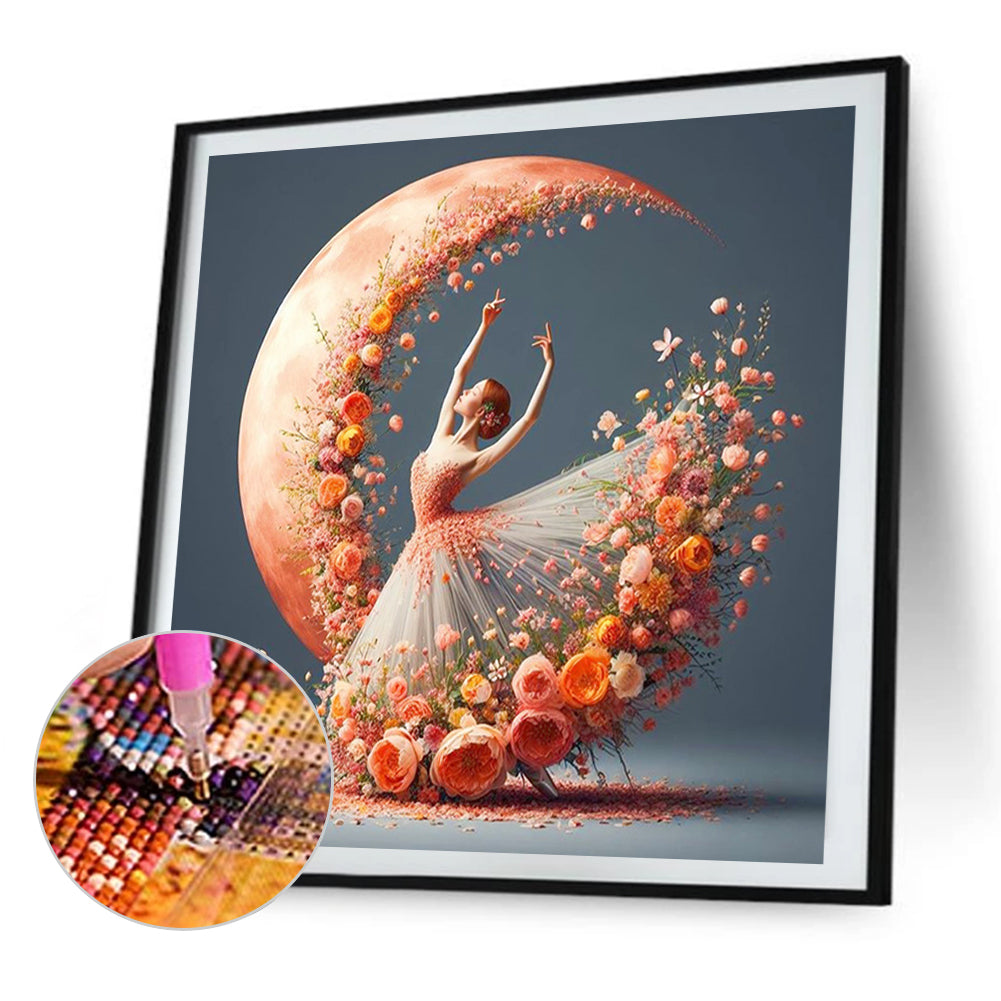 Dancing Girl In A Flower Skirt - Full AB Round Drill Diamond Painting 40*40CM