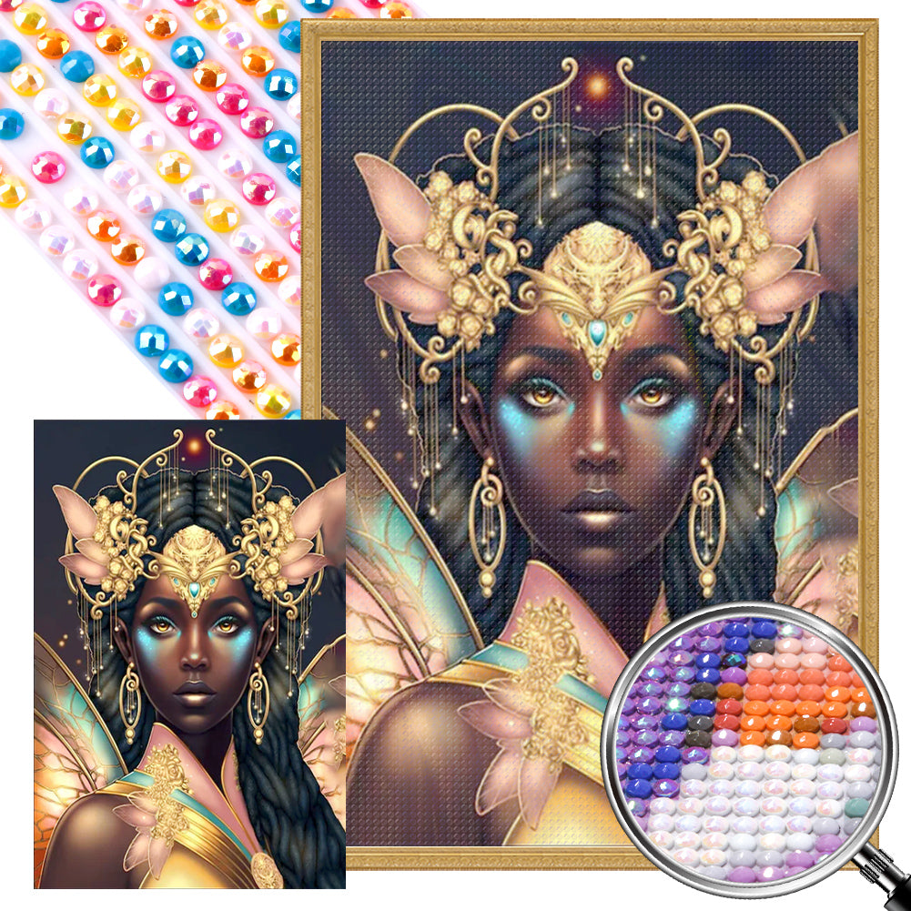 Dark-Haired Elf Girl - Full AB Round Drill Diamond Painting 40*60CM
