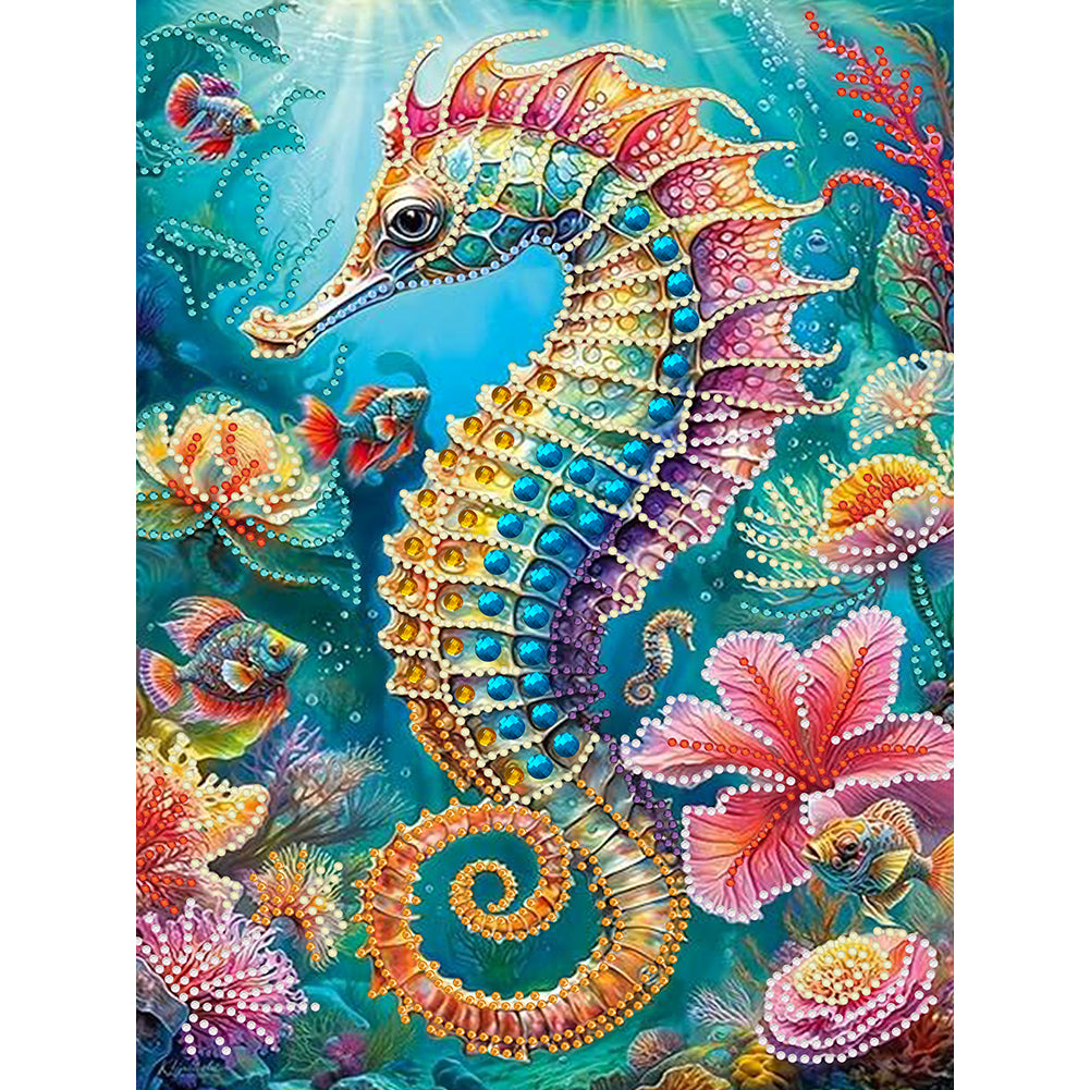 Marine Animals Seahorses - Special Shaped Drill Diamond Painting 30*40CM