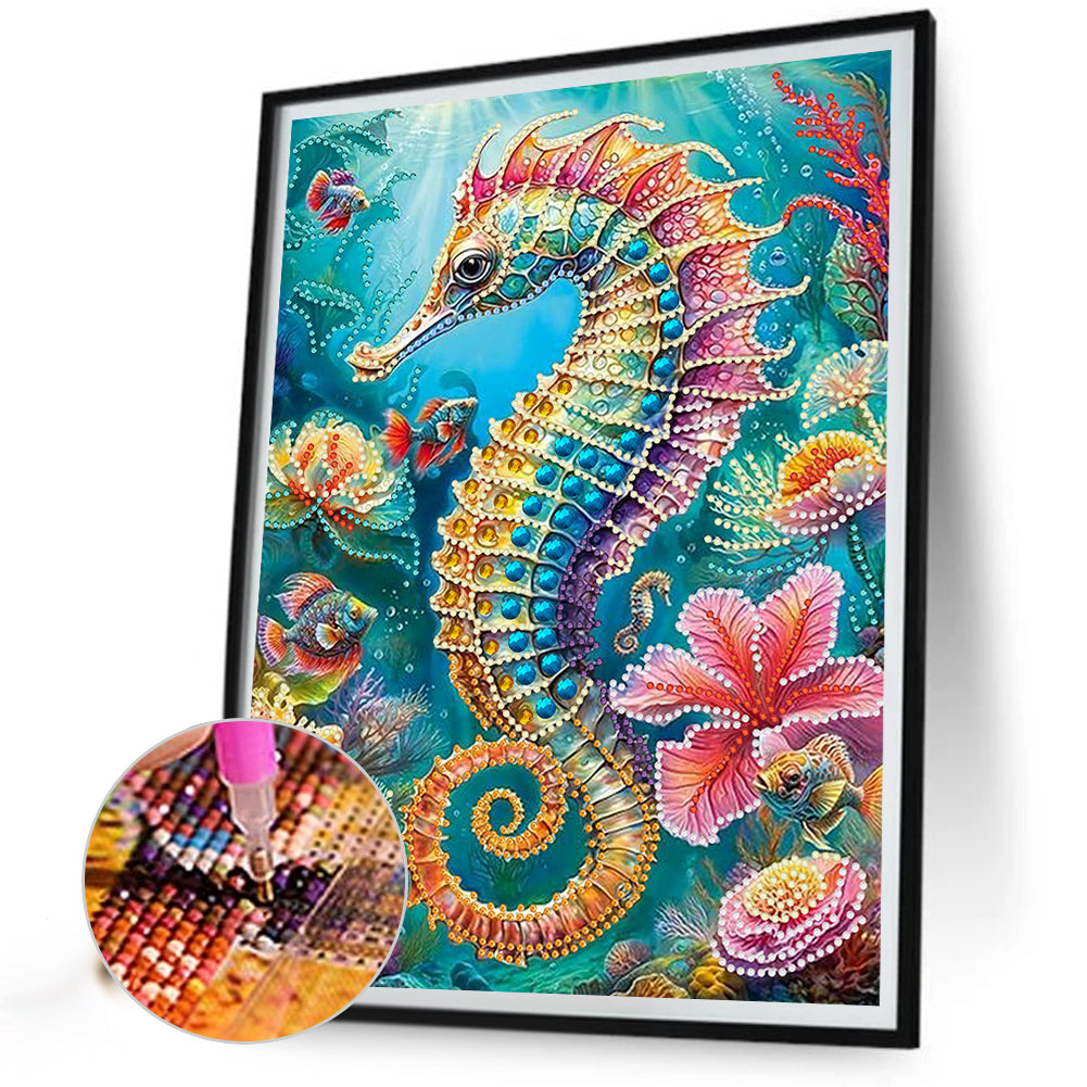 Marine Animals Seahorses - Special Shaped Drill Diamond Painting 30*40CM