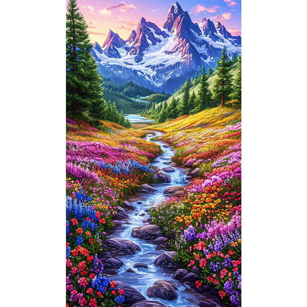 Flowers In The Mountains And Streams - Full AB Round Drill Diamond Painting 40*70CM